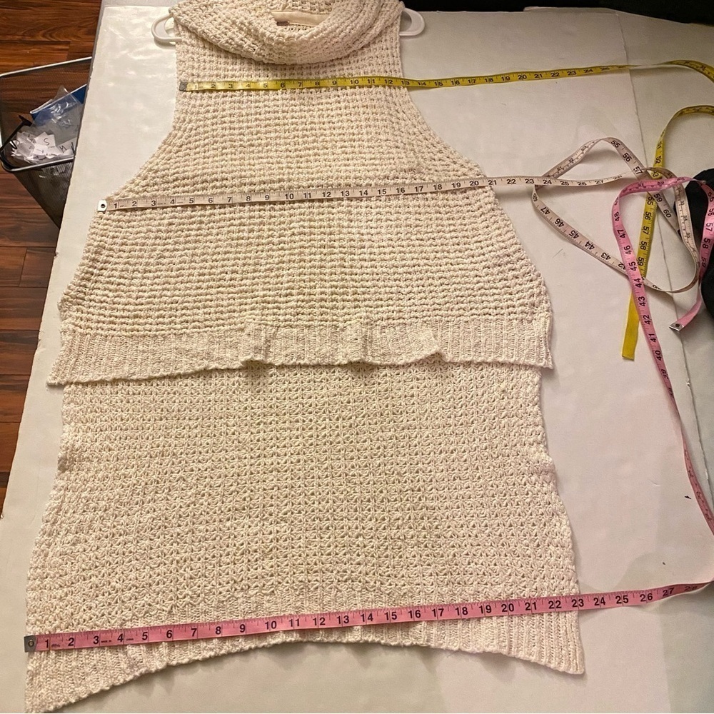 Free People Sweater Womens Size Small Skyscraper Sleeveless Turtleneck Cream - Picture 7 of 13